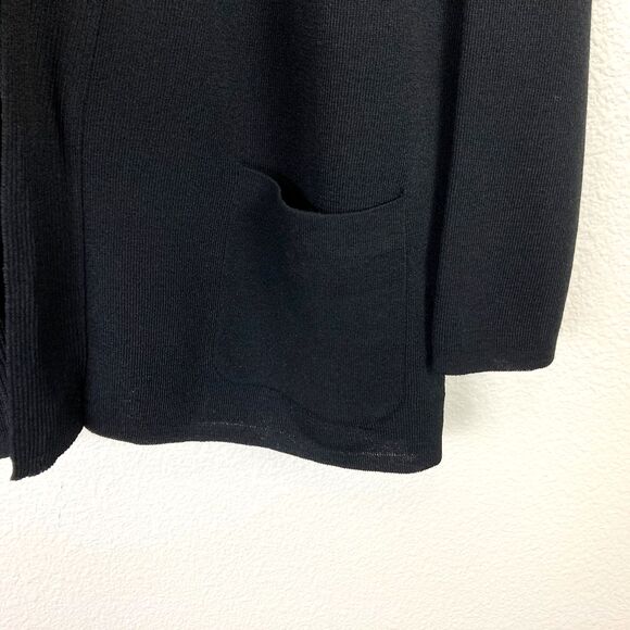Jones NY Women's Open Front Cardigan Sweater Size XL Black Office Travel Pockets - Picture 2 of 5